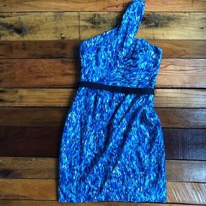 Trina Turk One Shoulder Silk Abstract Print Dress